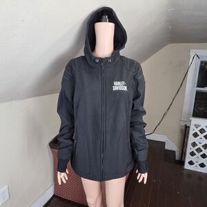 Harley-Davidson Women’s Softshell Jacket Hoodie Black Pink Logo Size XL